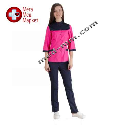 Медицинский костюм Амстердам розовый/синий №1025